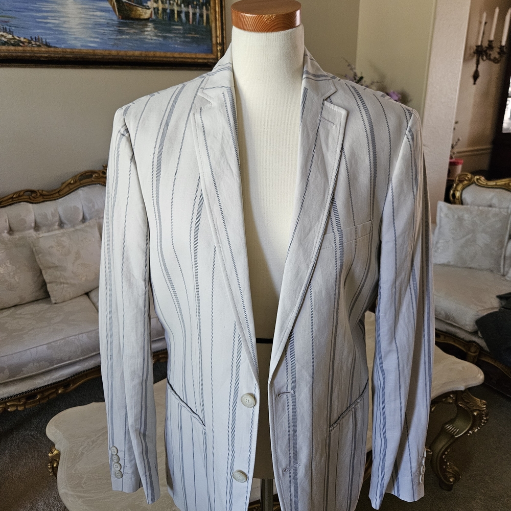 INC International Concepts Men's Linen/ Cotton Striped Blazer